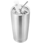 Stainless Steel Double Wall Cup With Straw and Lid 550ml