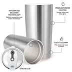 Stainless Steel Double Wall Cup With Straw and Lid 550ml
