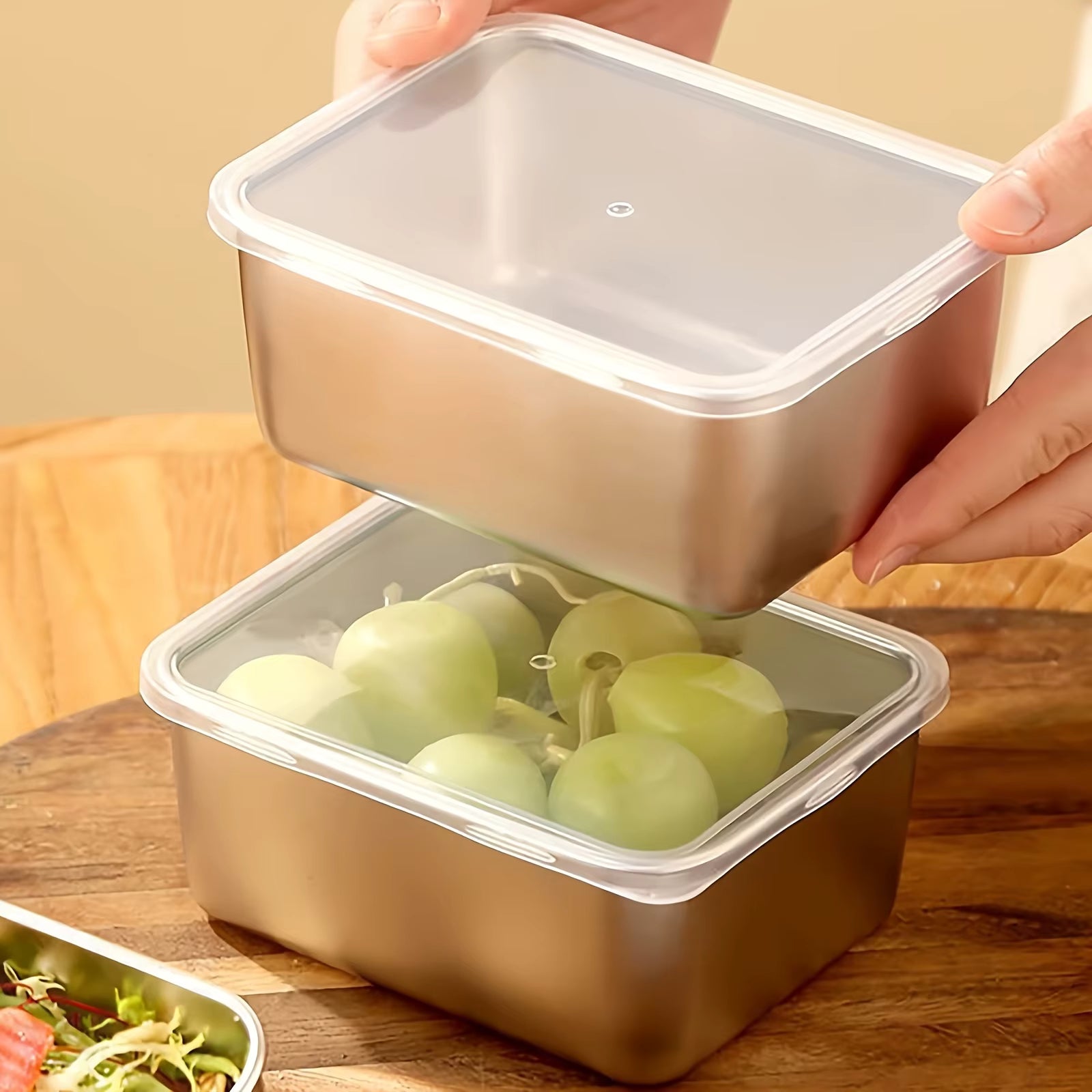 6 Pieces Stainless Steel Food Storage Containers 13.5 x 10 x 6cm