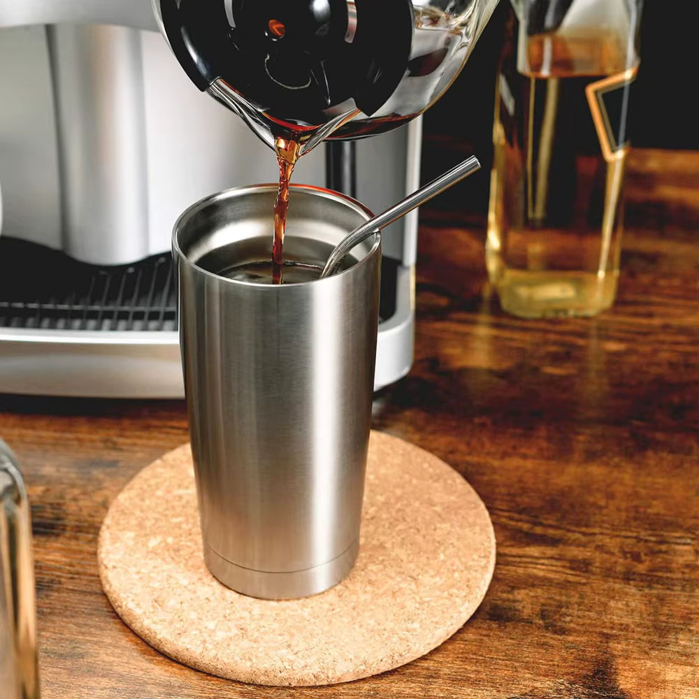Stainless Steel Double Wall Cup With Straw and Lid 550ml