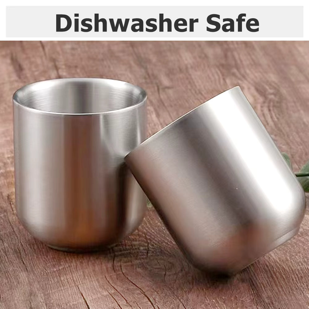 2 Pieces Stainless Steel Double Wall Coffee Mug 280ml