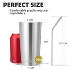 Stainless Steel Double Wall Cup With Straw and Lid 550ml