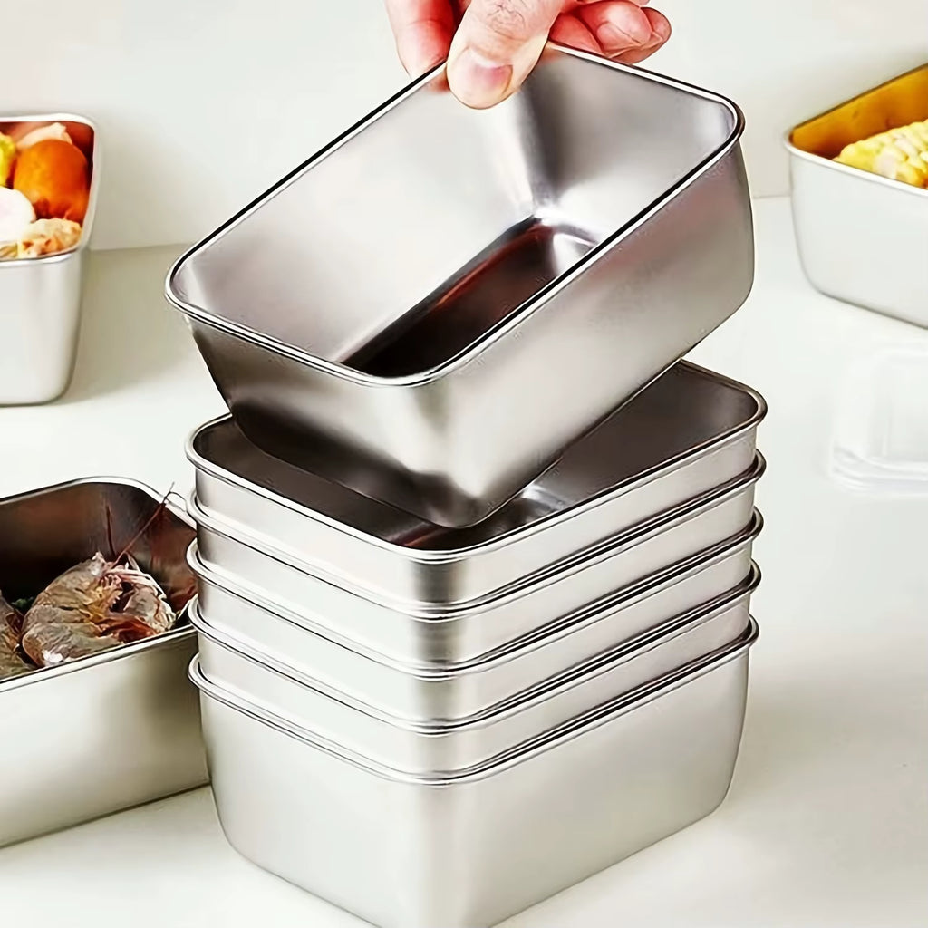6 Pieces Stainless Steel Food Storage Containers 13.5 x 10 x 6cm